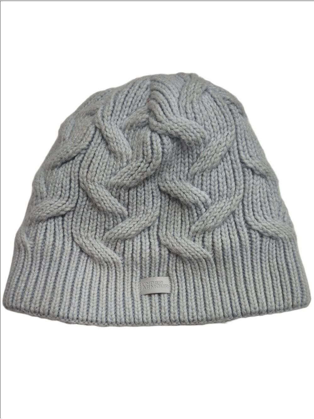Under Armour Around Town Fleece Lined Cable Knit Beanie Halo Gray/Baby Blue